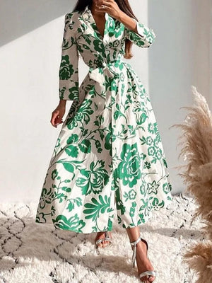 white shirt dress with floral and collared