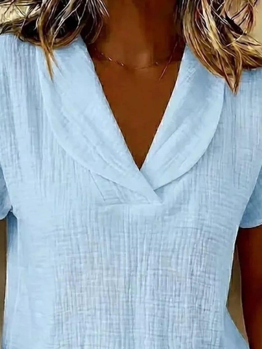 Textured Short Sleeve Plus Size Blouse in Pink