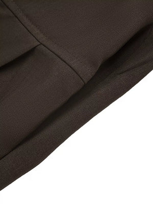 High-waisted Wide-leg Pants in Coffee Brown with high-waisted