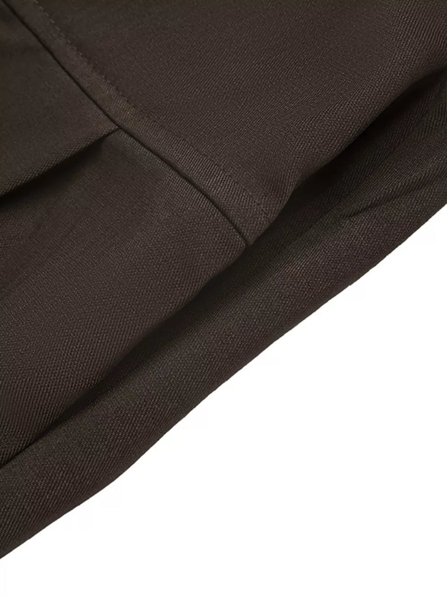 High-waisted Wide-leg Pants in Coffee Brown with high-waisted