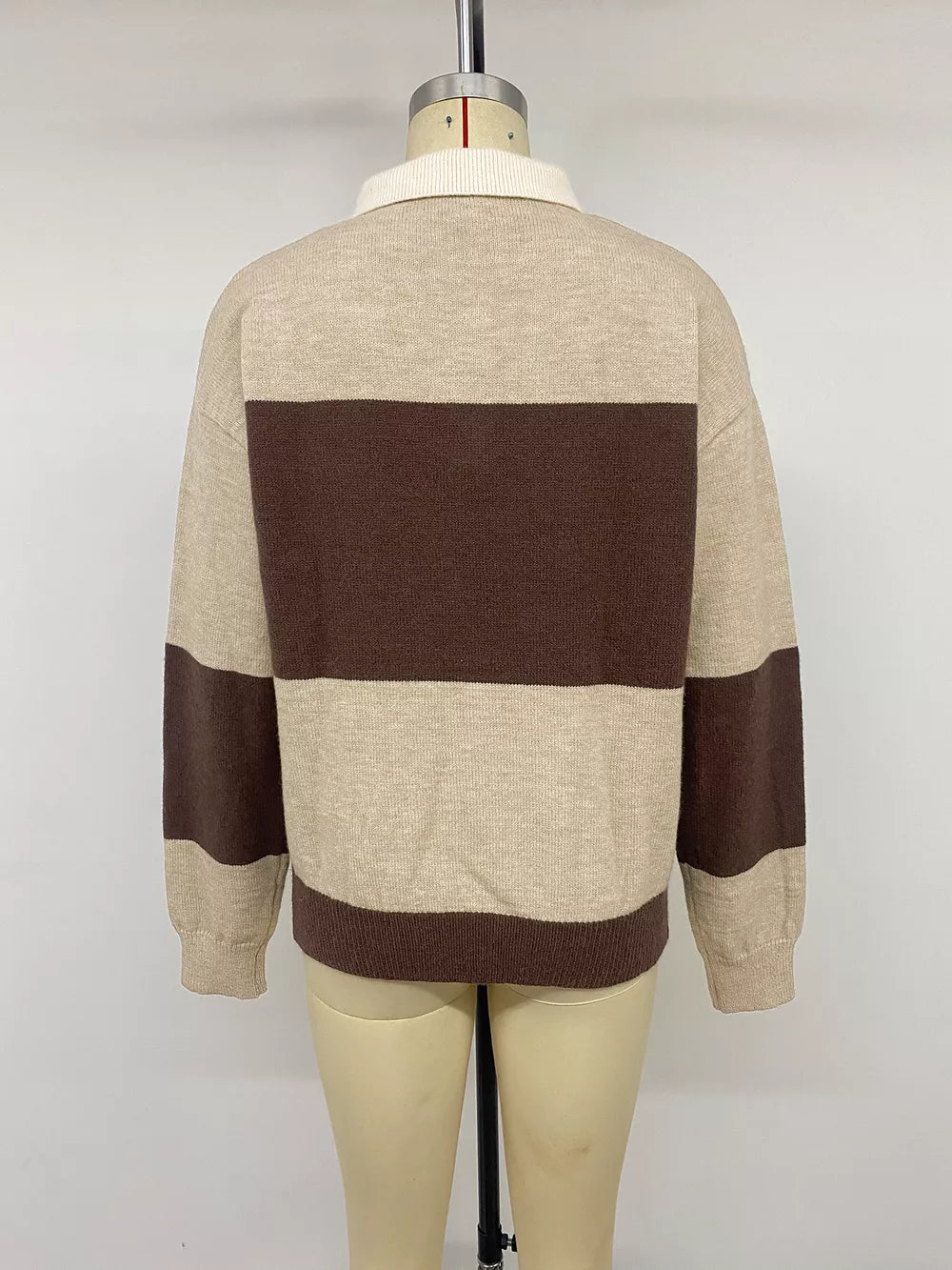 Color Block Polo Collar Sweater option 8