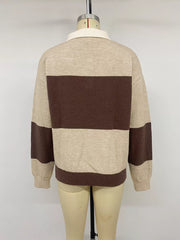 Color Block Polo Collar Sweater option 8