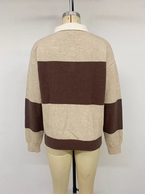 Color Block Polo Collar Sweater option 8
