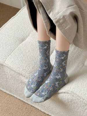 light gray socks with patterned and N/A