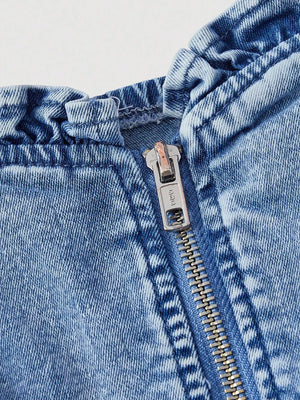 light blue camisole with cropped and zip-front