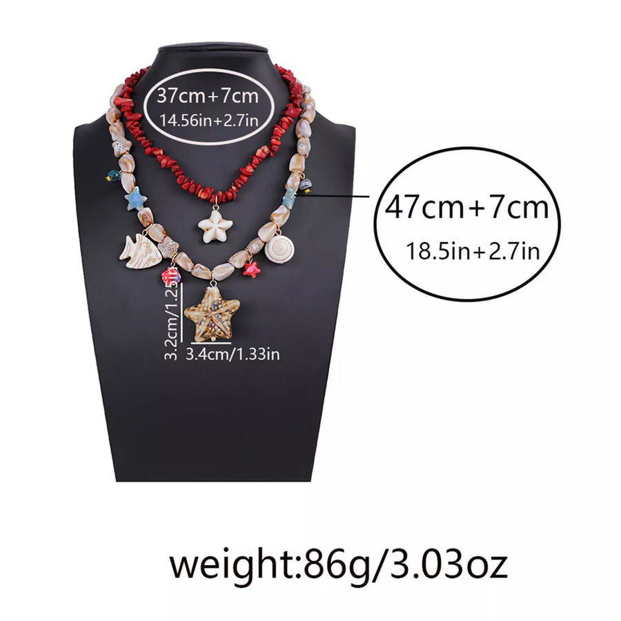 necklace in Red with layered and choker