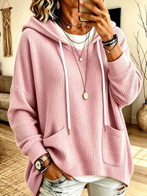 Cerise pullover hoodie with hip-length and pullover
