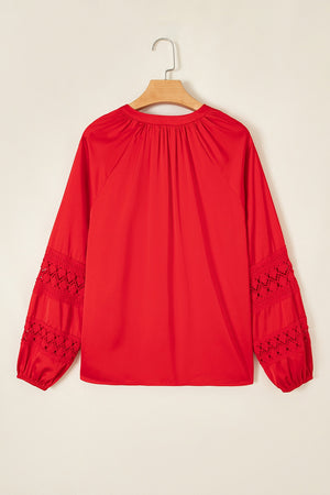 classic blouse in red with v-neck