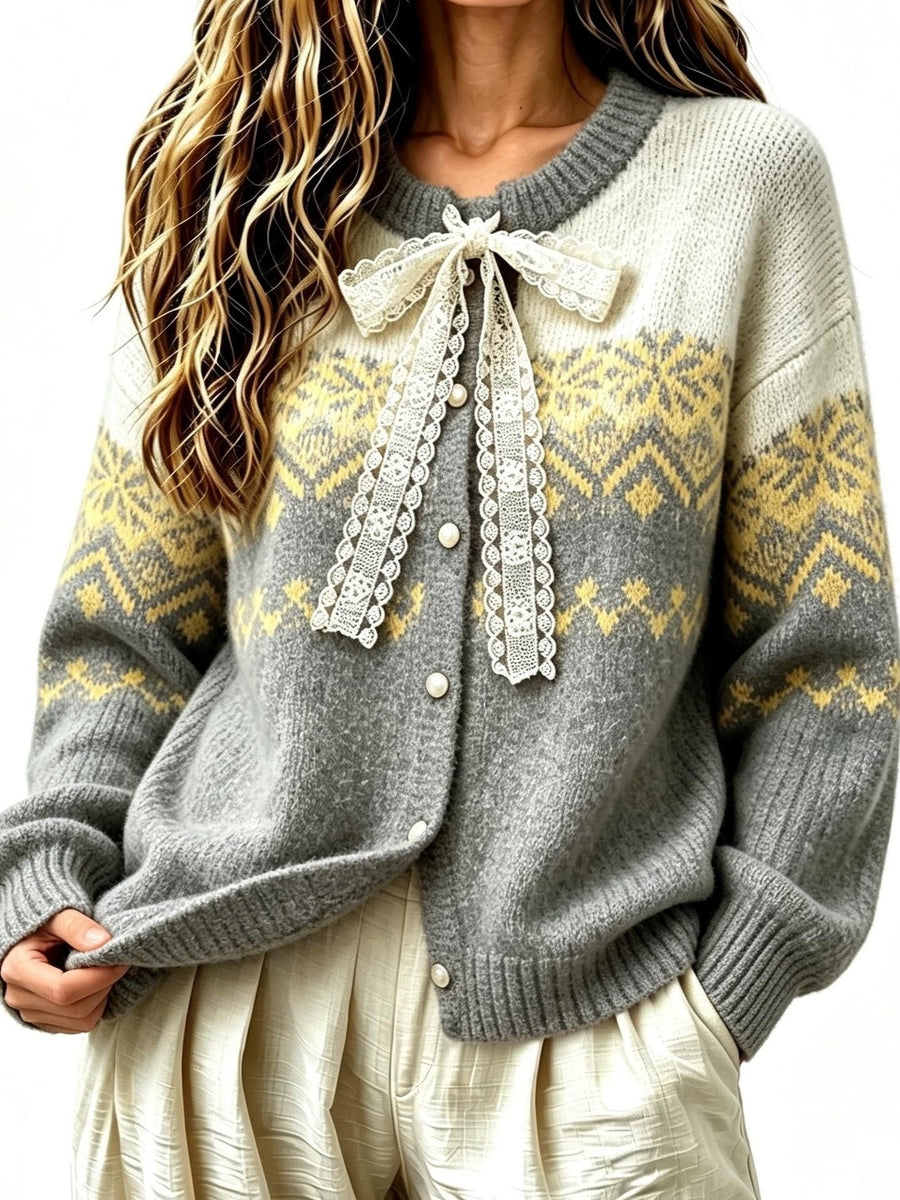 Red cardigan with hip-length and button-front