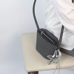 Canvas Imported Size &amp handbag in Pastel Blue with boxy silhouette