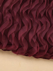Toddler set burgundy mesh fabric with ruffled wave detail