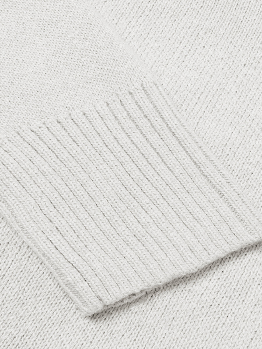 Ribbed Trim V-Neck Knit Sweater in Cloudy Blue