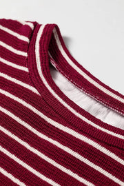 Stripe Drop Shoulder Long Sleeve Top option 7