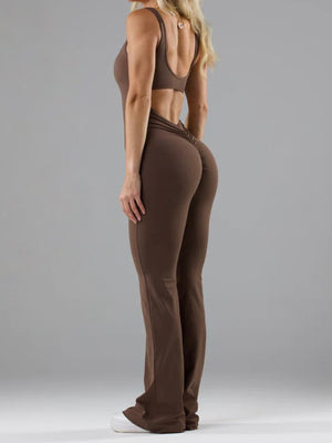 Seamless Scoop Neck Active Jumpsuit in Green with seamless