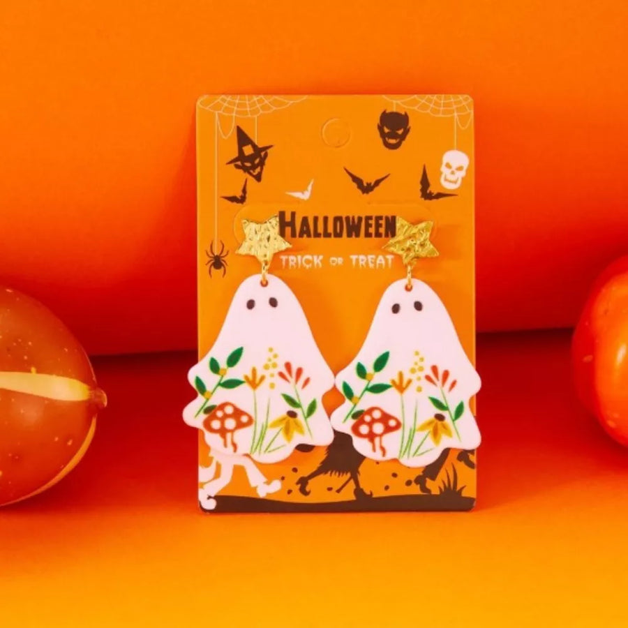 orange earrings with 2 inches and post-back