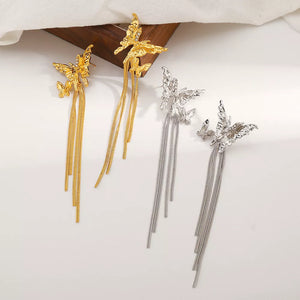 18K Gold-Plated, Alloy, Silver-plated Care instructions: Avoid wearing during ex earrings in Silver with dangle silhouette