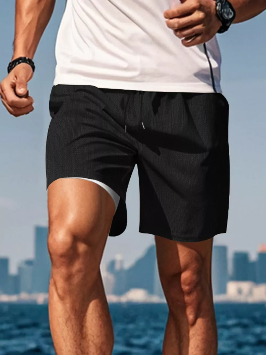 Men's Drawstring Casual Shorts in Black