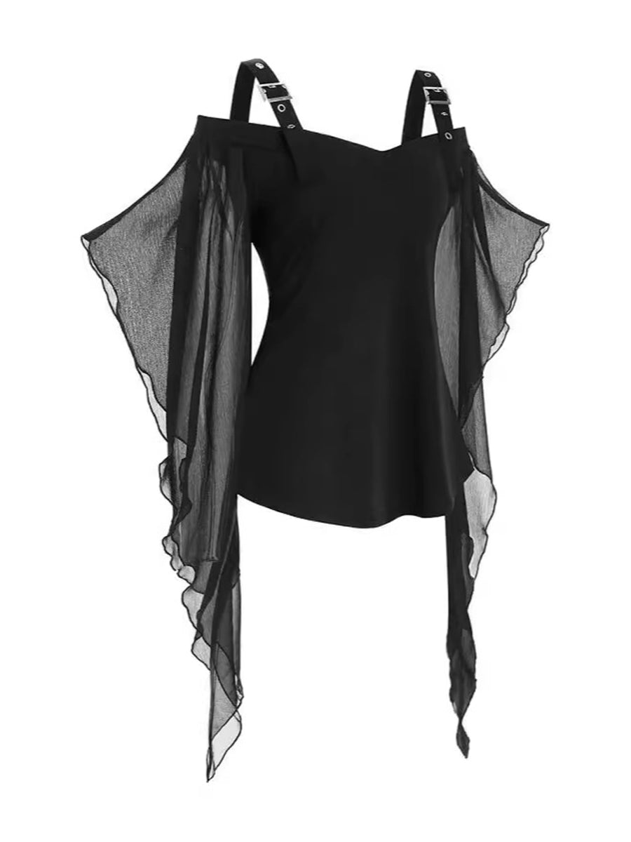 black peplum top with hip-length and pullover