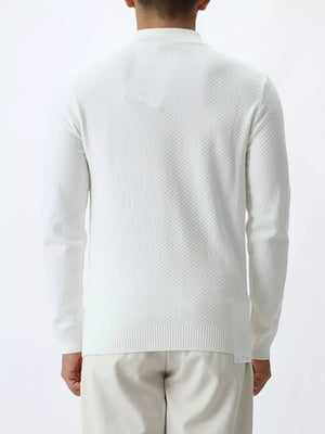 Brown mock neck sweater with stretch and long sleeve
