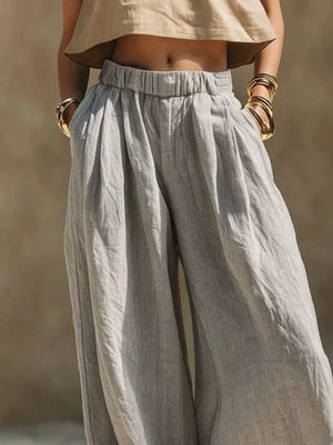 Coffee Brown Full Size Elastic Waistband Wide Leg Pants