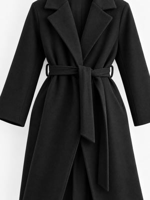 Black regular overcoat with notch lapel