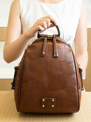 backpack in Brown with patchwork and convertible