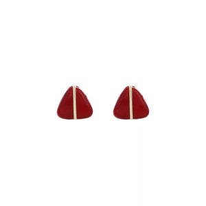 Geometric Triangle Stud Earrings 18k Gold-plated in red with geometric shape