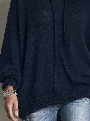 Blue pullover hoodie with hip-length and pullover