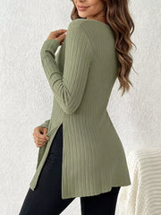 modern wrap top in sage green with v-neck