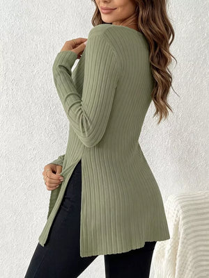 modern wrap top in sage green with v-neck