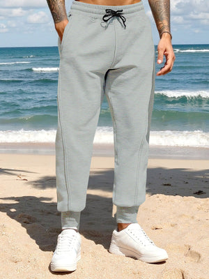 Light Gray Men's Full Size Casual Drawstring Joggers