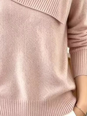 Yellow regular pullover sweater with collared
