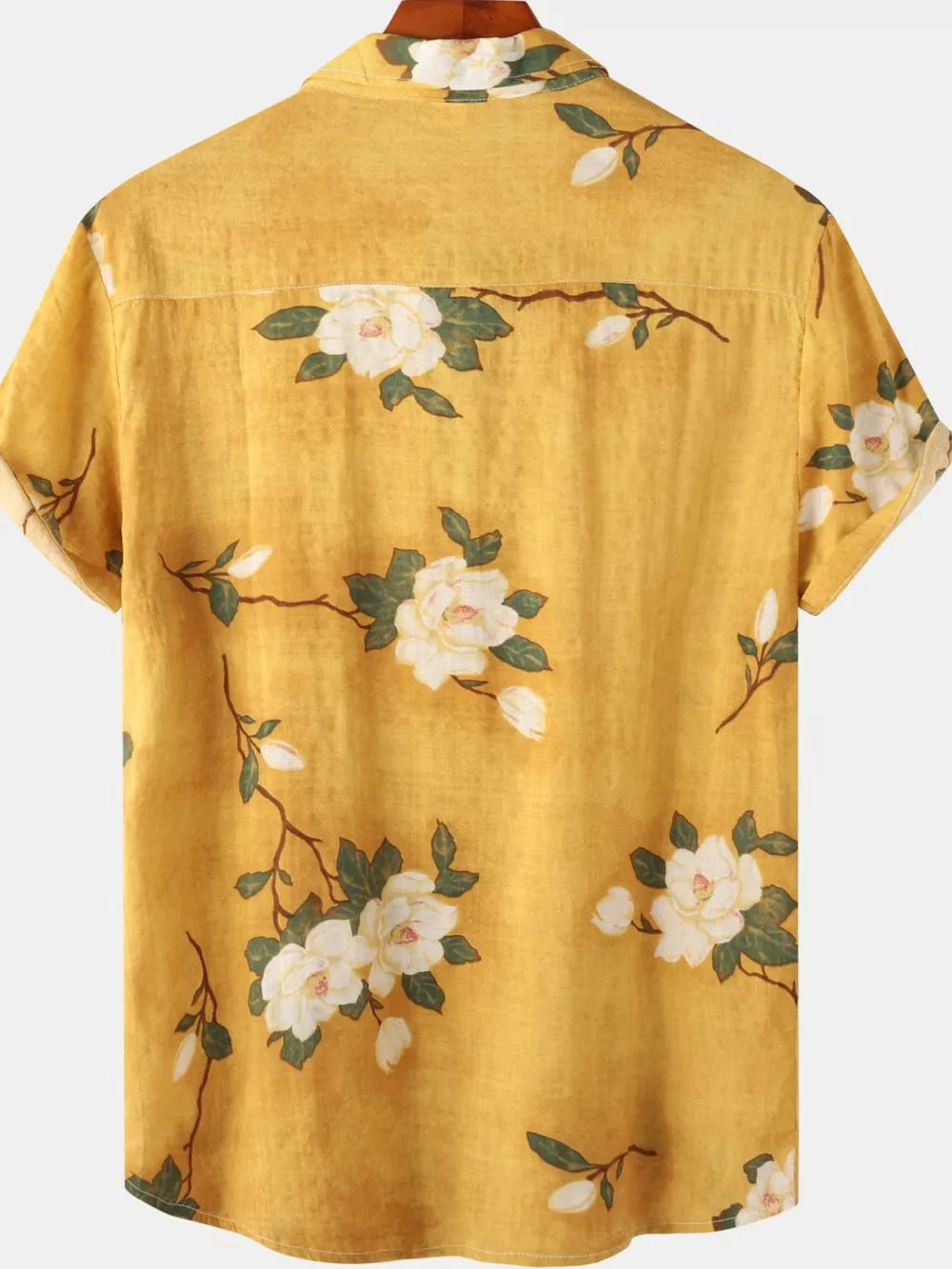 Men's Plus Size Floral Print Short Sleeve Shirt in Gum Leaf