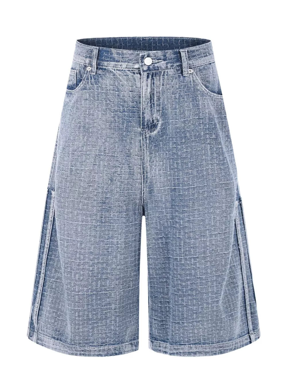 Blue Men's Wide Leg Denim Capris