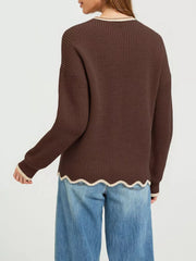 100% polyester Care instructions: Machine wash cold pullover sweater in Chocolate with regular silhouette