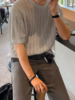 Black t-shirt featuring basic style and ribbed knit