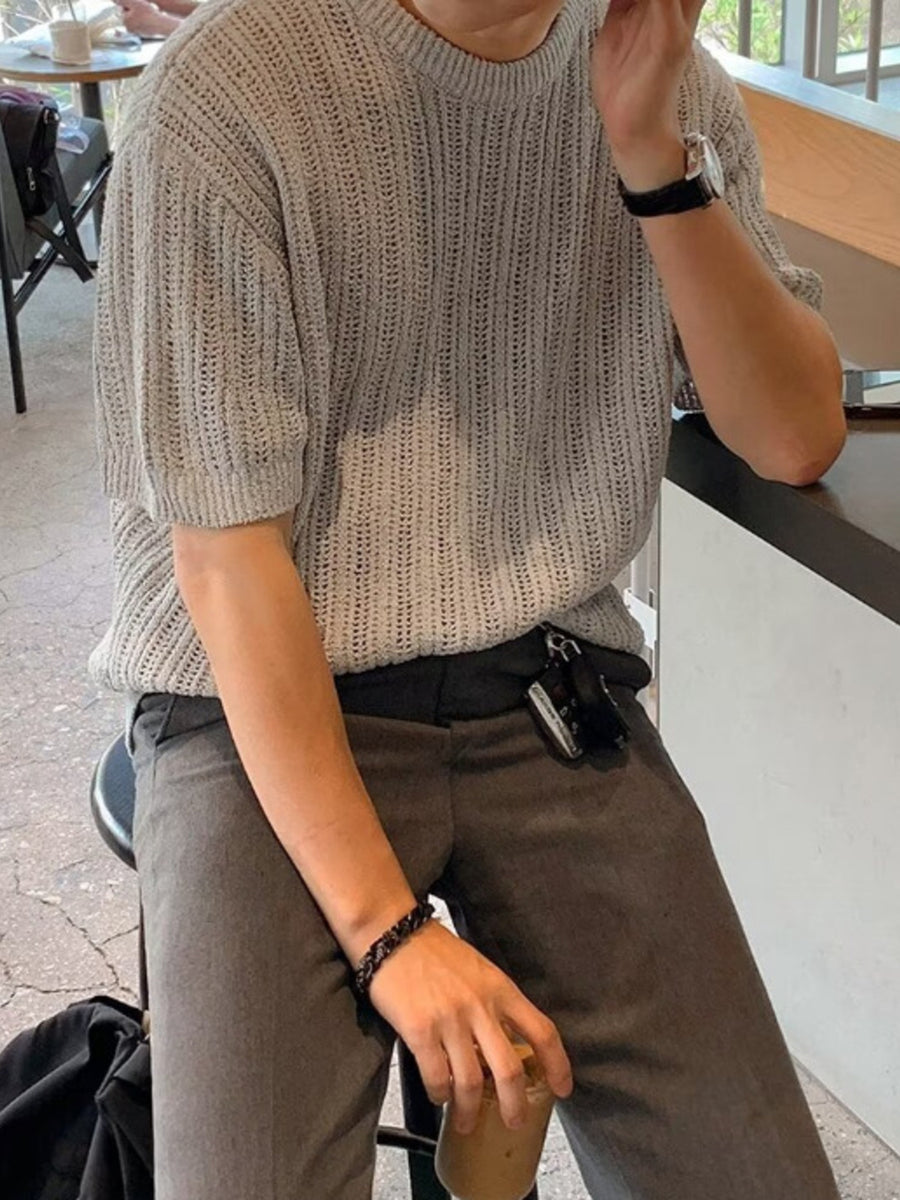 Black t-shirt featuring basic style and ribbed knit