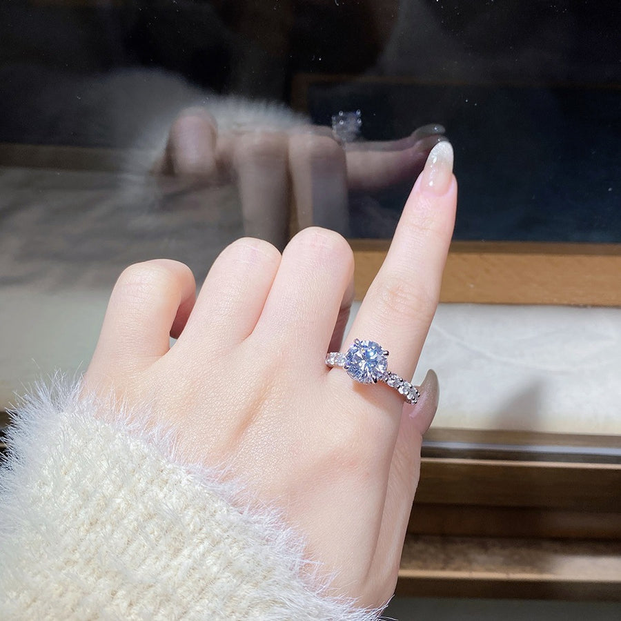 3 Carat 925 Sterling Silver Moissanite Ring Style 10500186332 in clear with 3 carat moissanite