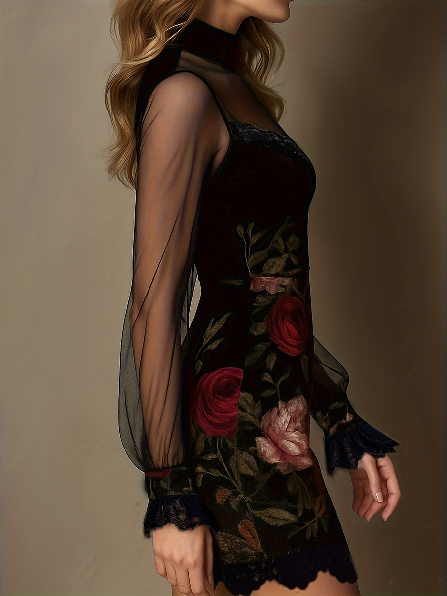 mini dress in Cerulean with mesh and mini