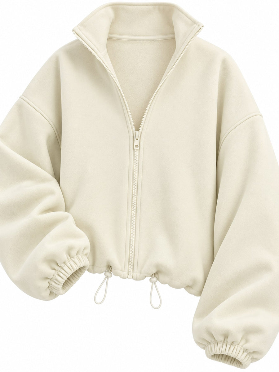 Coffee relaxed windbreaker with collared