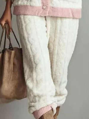 100% polyester Care instructions: Machine wash cold lounge set in White with relaxed silhouette