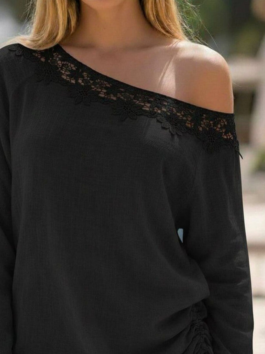 one-shoulder top featuring floral in Dusty Pink with 100% polyester Care instructions: Machine wash cold texture