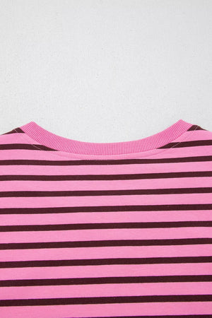 Stripe V Neck Drop Shoulder Long Sleeve Shirt option 11