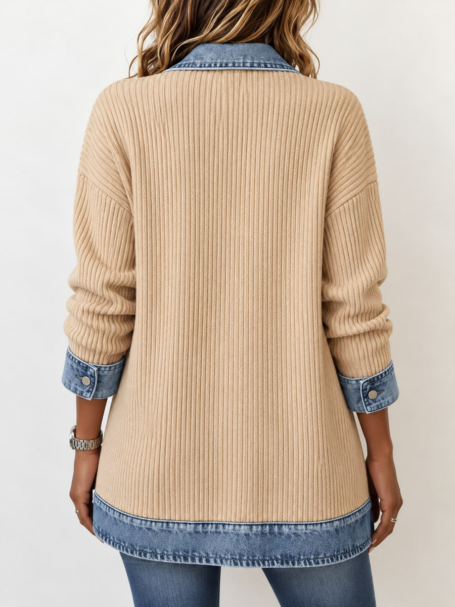casual cardigan in Khaki with collared