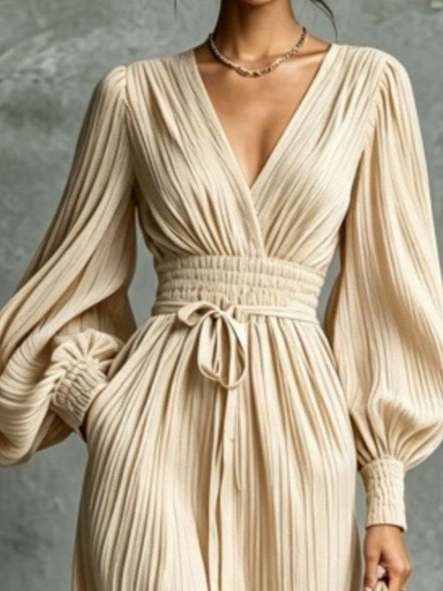 Sky Blue maxi dress featuring tied and striped