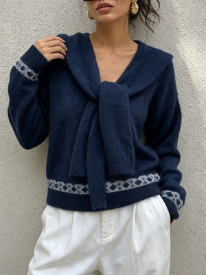 modern pullover sweater in Red with cowl neck