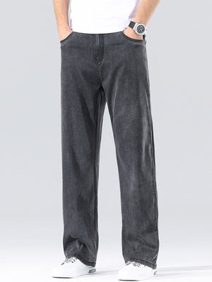 Dark Gray Men's Loose Fit Washed Jeans
