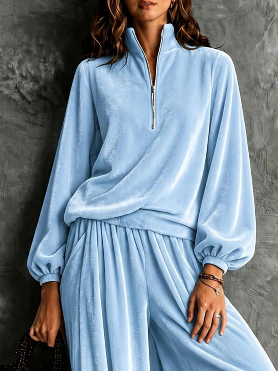 100% polyester Care instructions: Machine wash cold two-piece set in Wine Red with relaxed silhouette