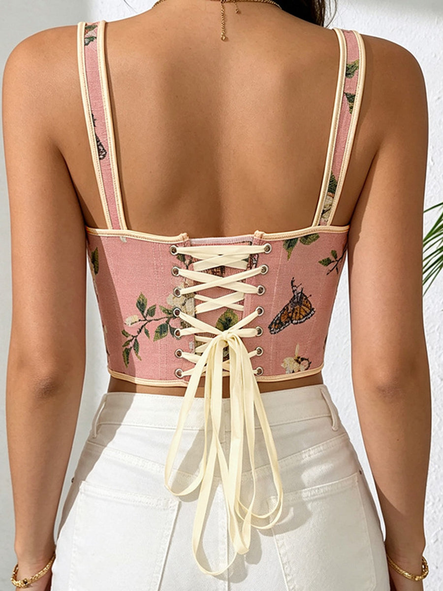 Brown crop top with cropped and tie