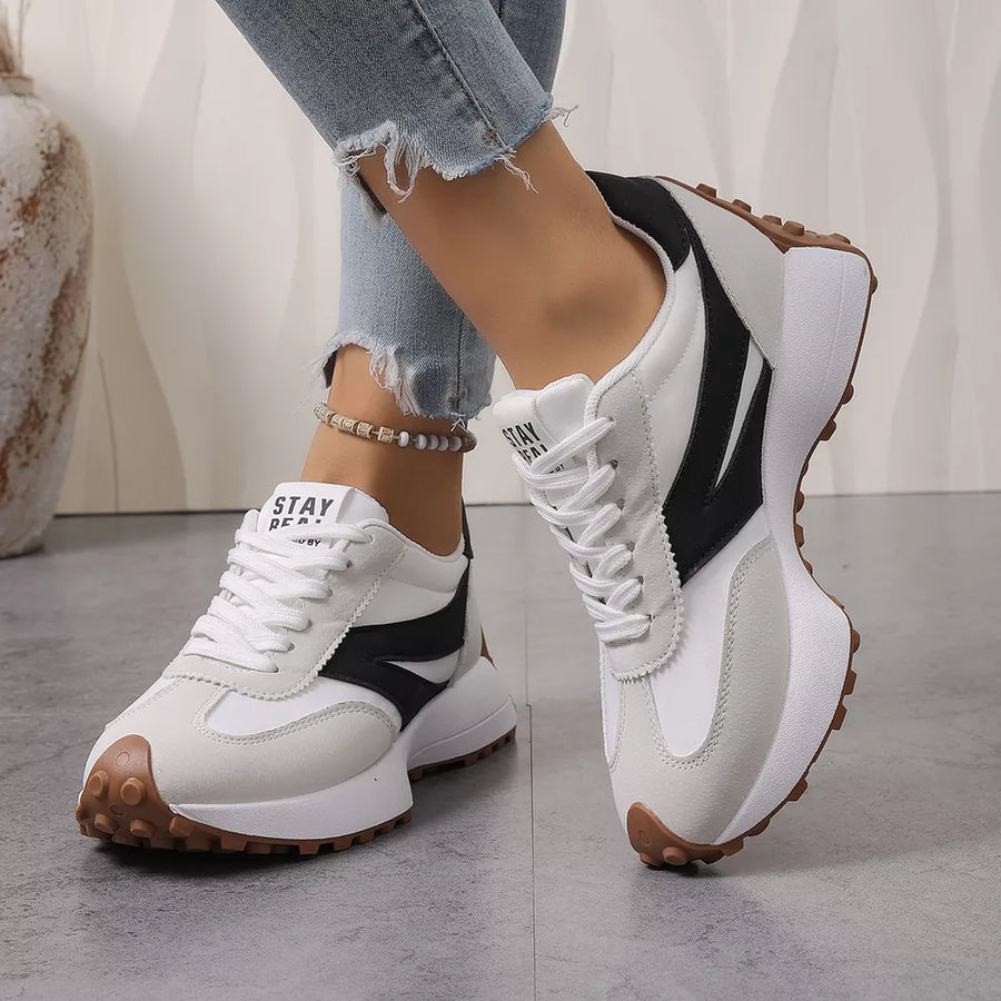Multicolor with Color-blocked Platform Casual Sneakers